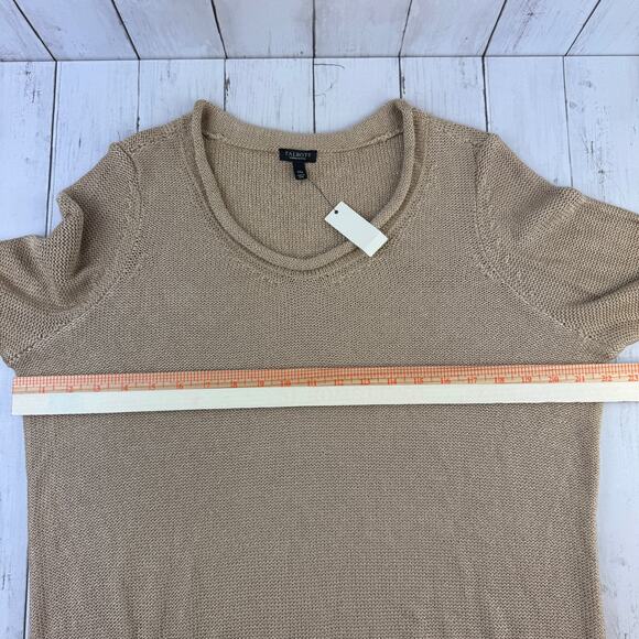 NWT Talbots Beige Metallic Knit Scoop Neck 3/4 Sleeve Tunic Sweater Size 1XP - Picture 12 of 13